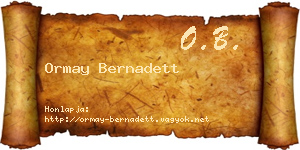 Ormay Bernadett névjegykártya